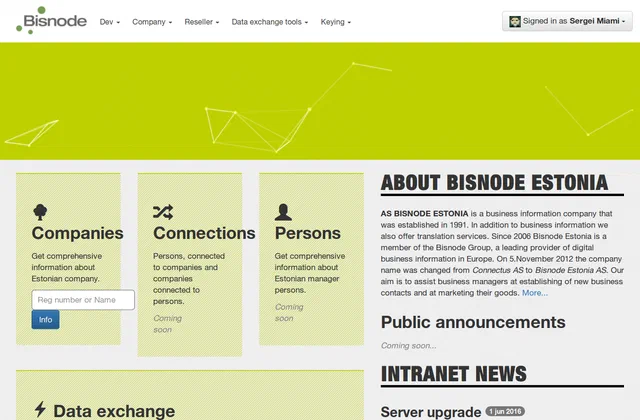 Bisnode Estonia Intranet